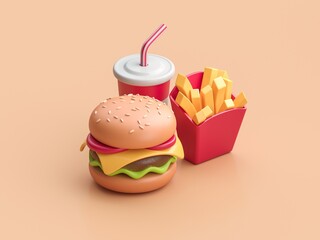 3D Fast Food. 3D render