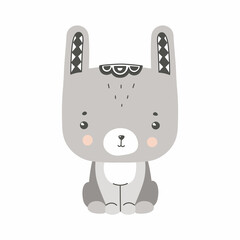Cute rabbit character kids vector illustration