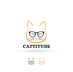 Fototapeta premium Cat Logo Design, Black Cat sitting Logo vector. Home pet veterinary clinic icon