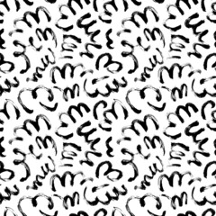 Seamless vector pattern with curly lines. Hand drawn curved and wavy lines with grunge texture. Dry brush strokes. Chaotic ink brush scribbles decorative texture. Messy doodles, bold curls.
