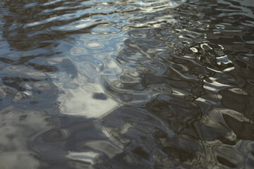 Water in spring. Texture of surface of water. Puddle is in details.