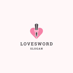 Love sword logo icon design template vector illustration