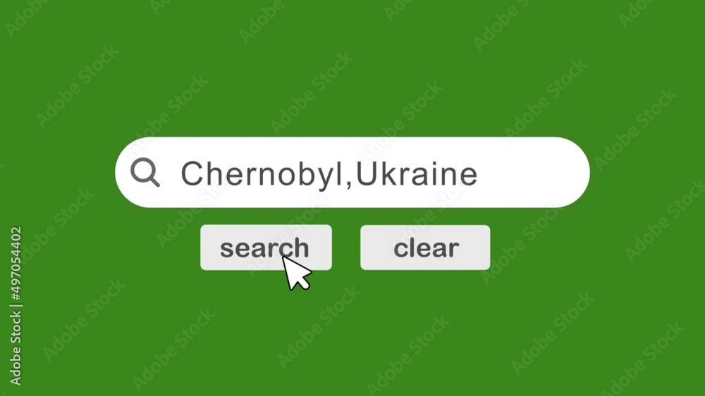 Poster chernobyl search bar with click animation on green background