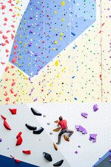 Professional climber climbing in the climbing wall