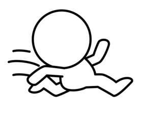 It is an illustration of a two-headed white person running.