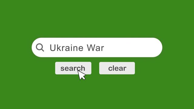 ukraine war Search Bar with click Animation On Green Background