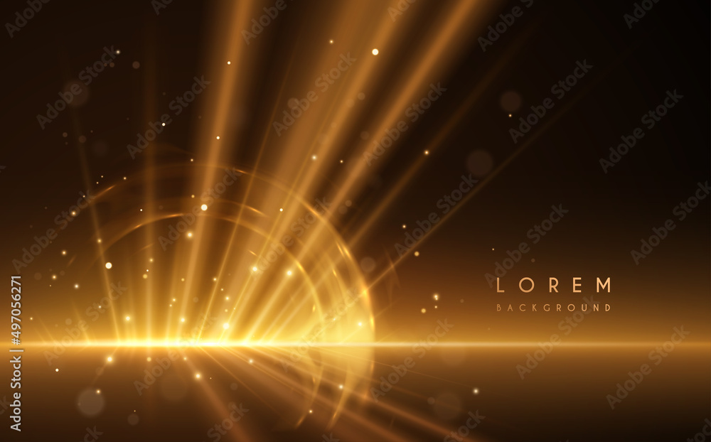 Wall mural abstract golden light rays effect background