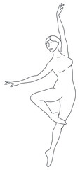 beautiful dancing girl illustration, pose sketch line art