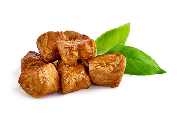 Beef stew, traditional homemade goulash, isolated on white background.