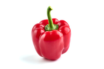 Red ripe bell peppers, isolated on white background.