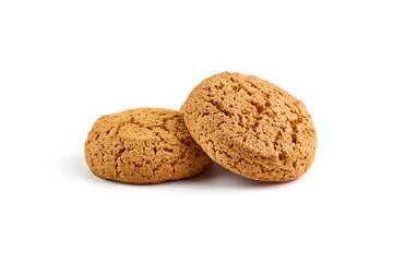 Crispy Oat Cookies, isolated on white background.