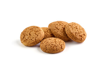 Crispy Oat Cookies, isolated on white background.