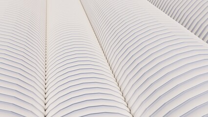Futuristic architecture background white stripes of building facade 3d render