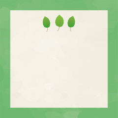 新緑の緑の葉っぱモチーフの正方形フレーム イラスト