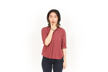 WOW Face Expression Of Beautiful Asian Woman Isolated On White Background