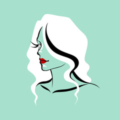 Minimalistic image of a pretty girl looking away.