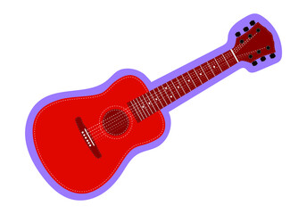 Plakat illustration in the form of an old application made of acoustic guitar fabric . Acoustic guitar on a white background