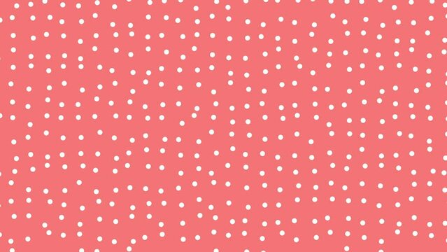 2d animation of particles white circle in front of red background, zoom out reveal circles in grid order