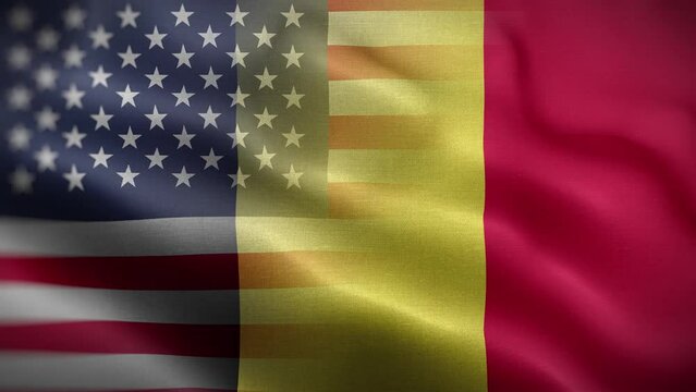 USA Belgium Flag Loop Background 4K