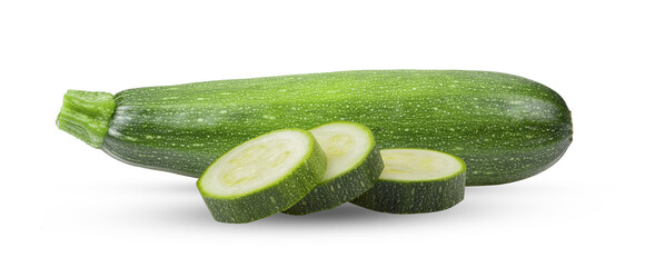 Fresh zucchini on an isolated white background