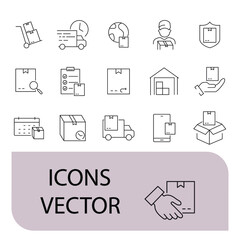 Delivery icons set . Delivery pack symbol vector elements for infographic web