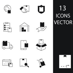 Delivery icons set . Delivery pack symbol vector elements for infographic web