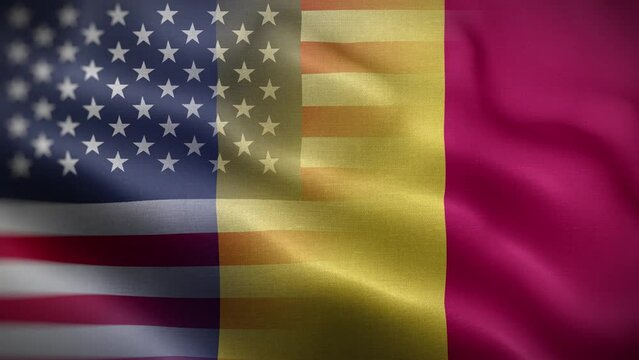 USA Chad Flag Loop Background 4K