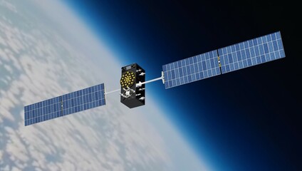 Galileo satellite in earth orbit 3D image © Goran Bozic