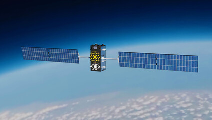 Galileo satellite in earth orbit 3D image © Goran Bozic
