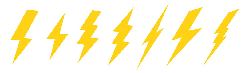 Set Of lightning bolt or thunder icons .Vector Illustration