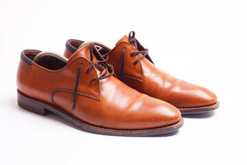 Brown leather men's shoes
