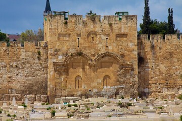 Israel, old city. Fence around the city. Golden Gate. © Alexander