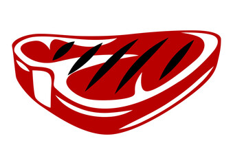 Illustration of grilled t-bone steak. Bbq product. Stylized kitchen and restaurant menu.