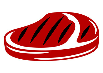 Illustration of grilled ribeye steak. Bbq product. Stylized kitchen and restaurant menu.