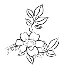 Beautiful rose bouquet flowers and green leaves growth on white background,hand drawn,creative with illustration in flat design.Floral pattern,decorative series for wallpaper.