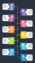 Infographic Web Design template. Icons in different colors. Include Web Design, Tools, Responsive, Video Production and others.