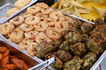 Kuching, Sarawak Malaysia - April 5th 2022:The Malay Ramadan Bazaar (Pasar Ramadan) in Malaysia, with lots of delicacies, under New Norm