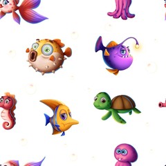 Pattern of cartoon fishes
