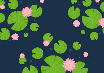 Lily pad and Lotus vector. wallpaper. free space for text. background. poster. lotus flower. © Supakorn