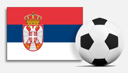 Obraz premium Blank Soccer ball with Serbia national team flag.