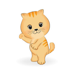 Cute little Orange Cat, animal cartoon illustration