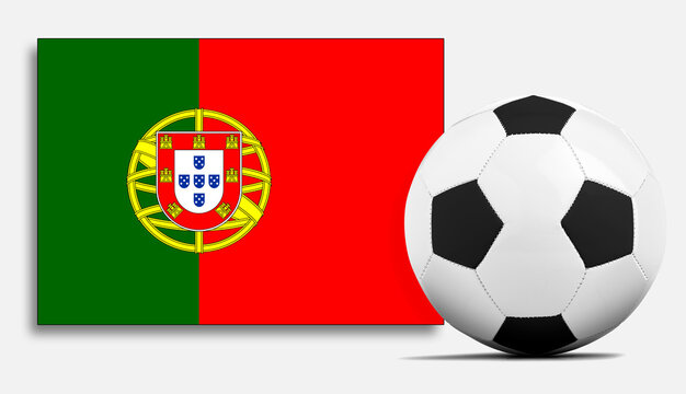 Blank Soccer ball with Portugal national team flag.