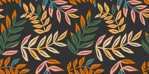 Folk floral seamless pattern. Modern abstract design for paper, cover, fabric, pacing and other