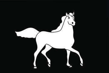 Fototapeta na wymiar vector illustration of a white horse on a black background