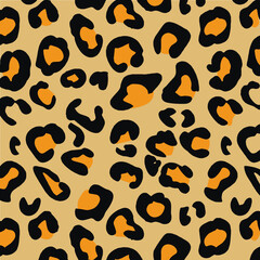 Fototapeta na wymiar leopard orange color stripe repeated seamless black pattern texture for background