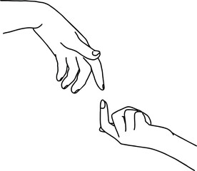 Hands Couple One Line Drawing. Continuous Line Drawing of Hands Couple line art