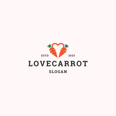 Love carrot logo icon flat design template 