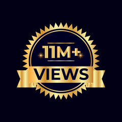 11 Million plus views vector 11 Million followers template design for social network and follower, Vector illustration. 