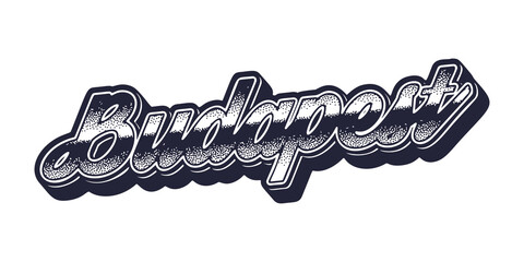 Fototapeta premium Budapest city name in retro three-dimensional graphic style