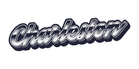 Fototapeta premium Charleston city name in retro three-dimensional graphic style